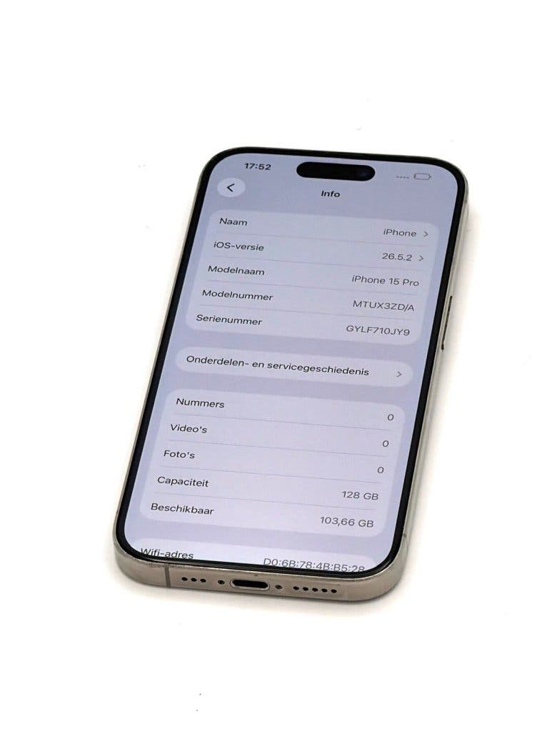 Prachtige iPhone 15 Pro Natural 128GB, 99% batterijconditie, foto 2