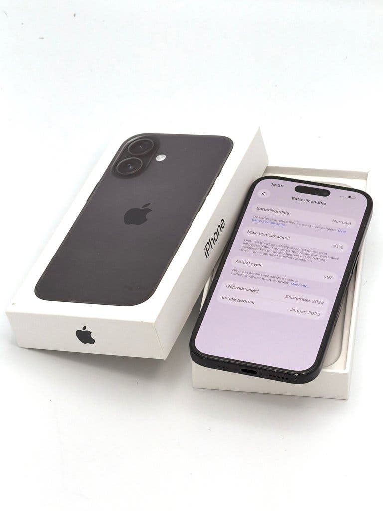 Erg Mooie iPhone 16 Black 128GB, met 91% batterijconditie, foto 3