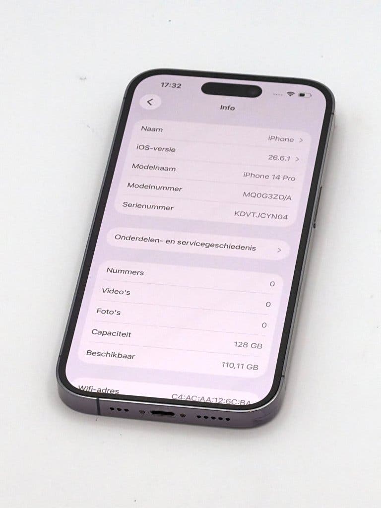 Prachtige iPhone 14 Pro Purple 128GB, 100% batterijconditie, foto 2