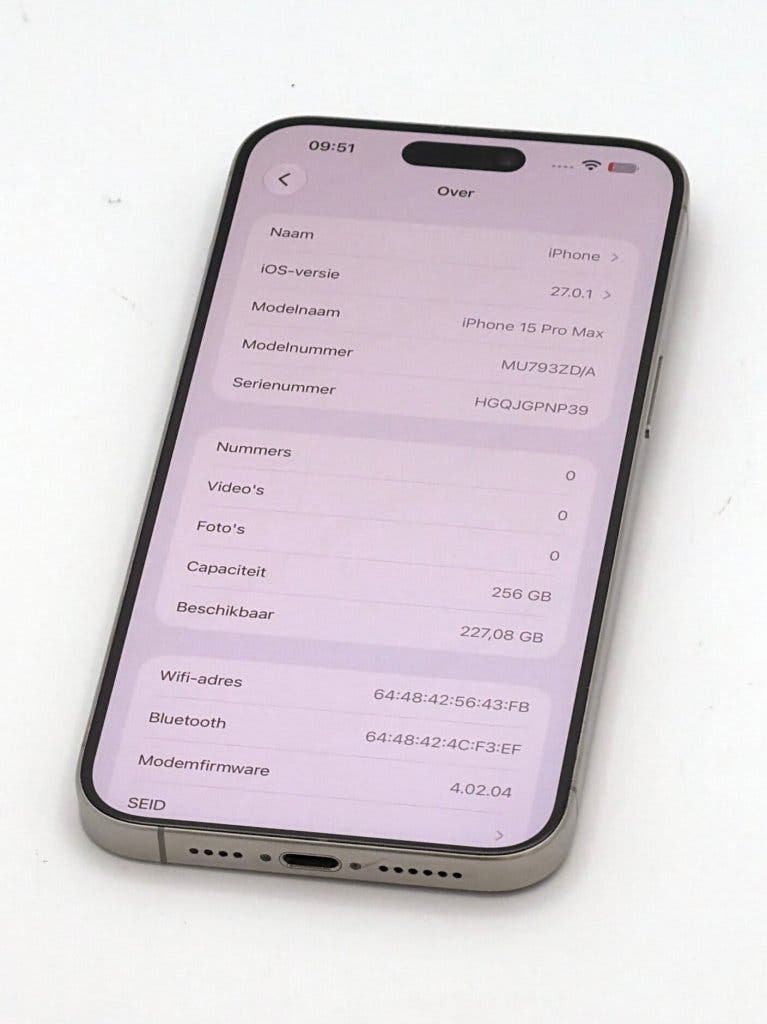 Prachtige iPhone 15 Pro Max Natural 256GB, met 93% batterij, foto 2