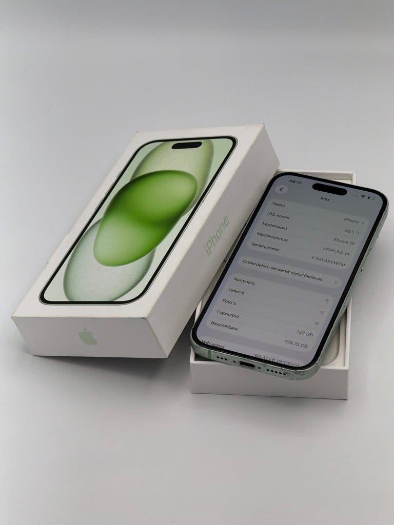 Prima iPhone 15 Green 128GB, met 100% batterijconditie, foto 2