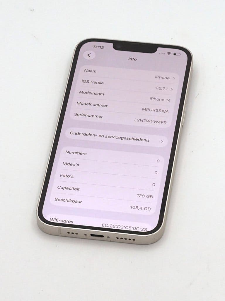 Zeer Nette iPhone 14 White 128GB, met 100% batterijconditie, foto 2