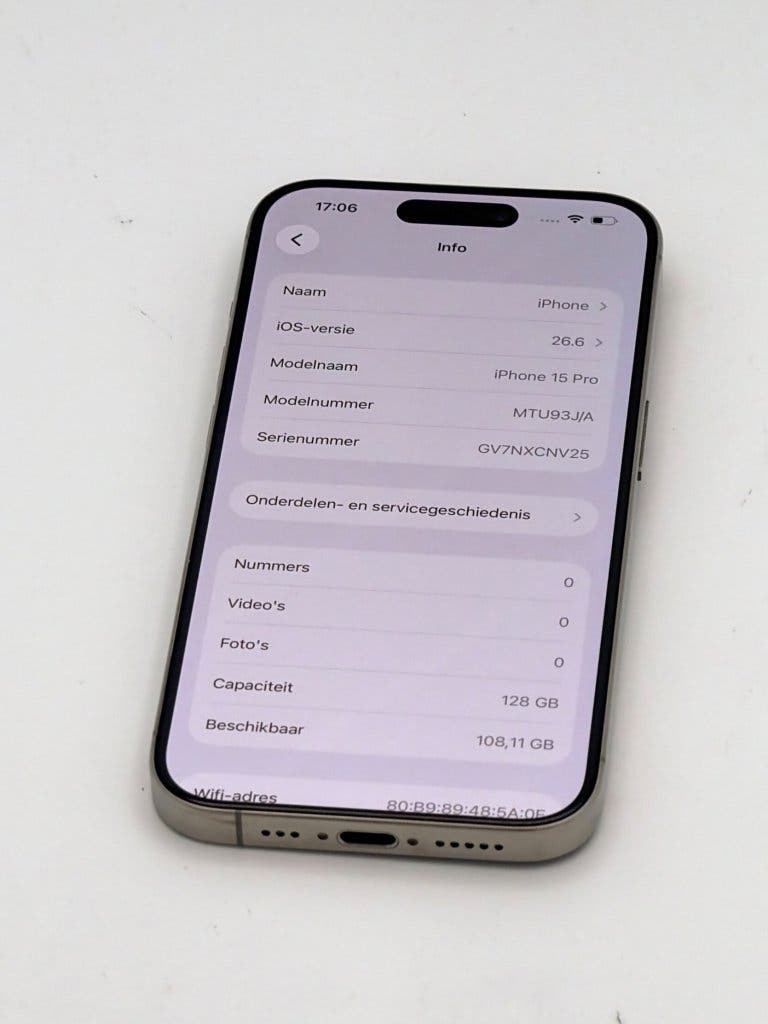 Zeer Nette iPhone 15 Pro Natural 128GB 100% batterijconditie, foto 2