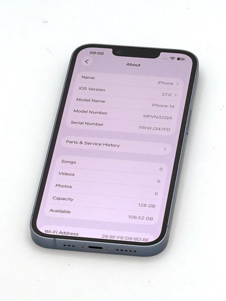 Prachtige iPhone 14 Blue 128GB, met 100% batterijconditie, foto 2