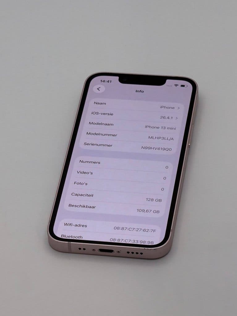 Zeer Nette iPhone 13 Mini Pink 128GB, met 95% batterij, foto 2