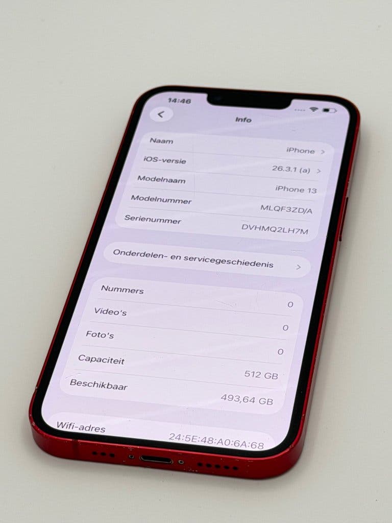 Zeer Mooie iPhone 13 Red 512GB, met 100% batterijconditie, foto 2