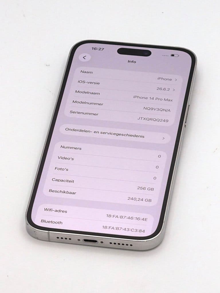 Zeer Nette iPhone 14 Pro Max Silver 256GB, met 100% batterij, foto 2