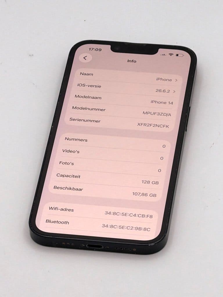 Zeer Nette iPhone 14 Black 128GB, met 100% batterijconditie, foto 2