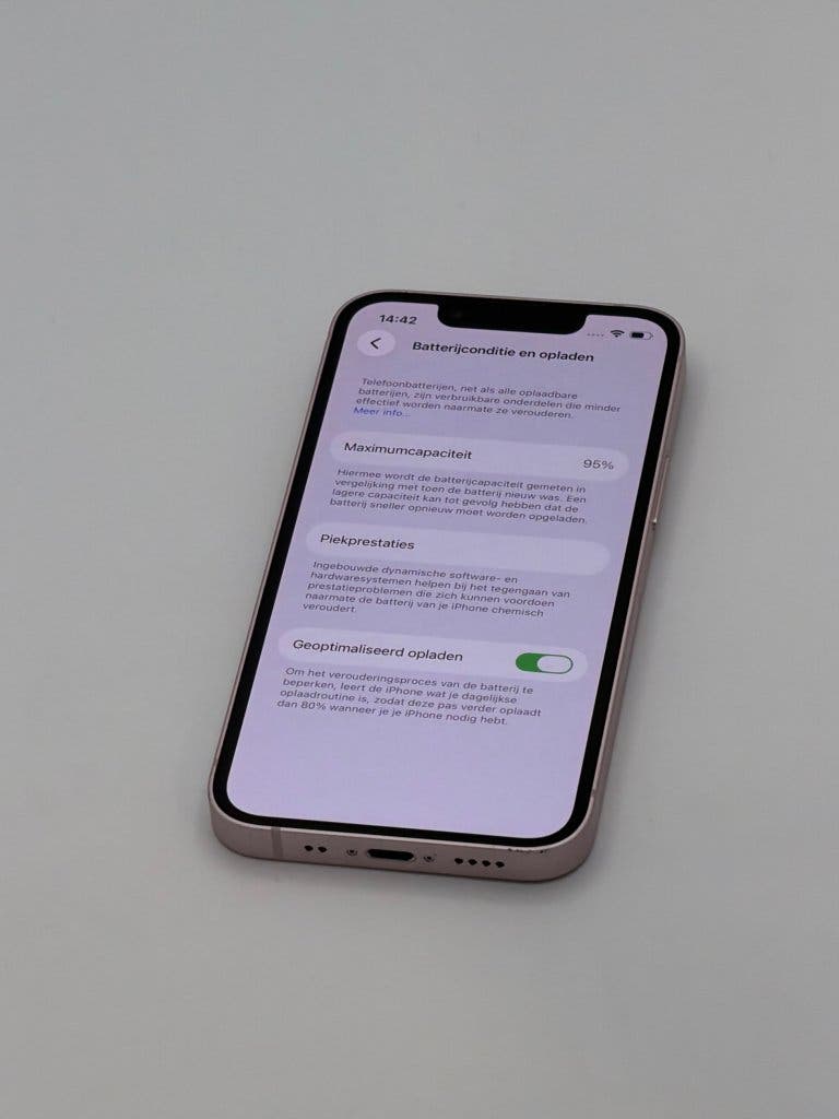 Zeer Nette iPhone 13 Mini Pink 128GB, met 95% batterij, foto 3