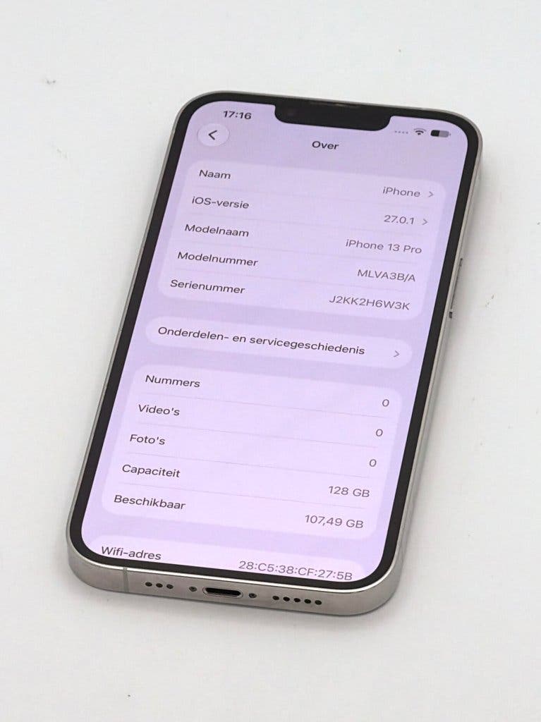 Zeer Nette iPhone 13 Pro Silver 128GB, met 100% batterij, foto 2