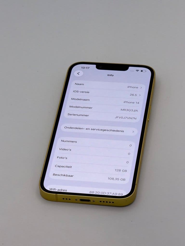 Prachtige iPhone 14 Yellow 128GB, met 100% batterijconditie, foto 2