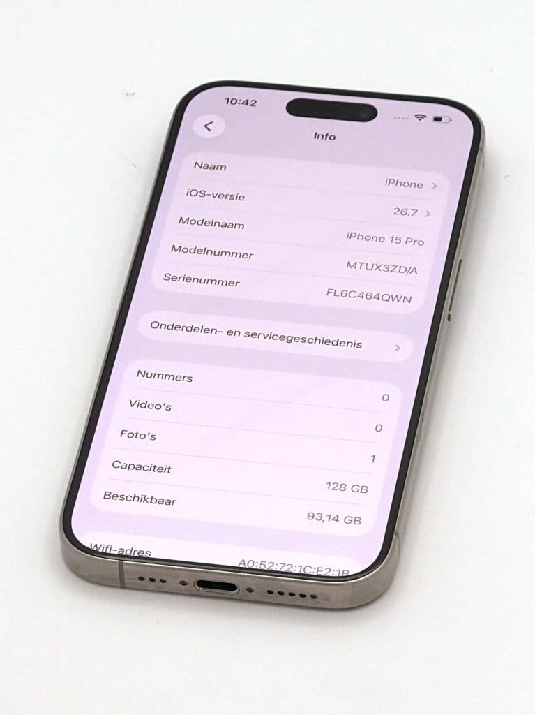 Prachtige iPhone 15 Pro Natural 128GB, 100% batterijconditie, foto 2