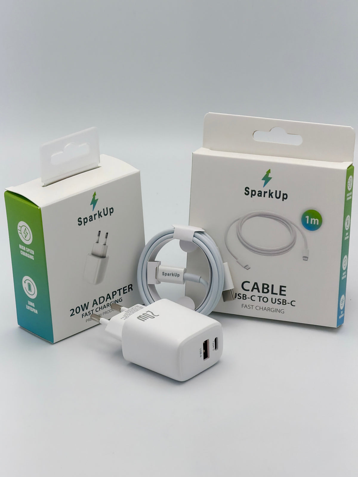 SparkUp 20W USB-C Snellader Set voor iPhone & Android