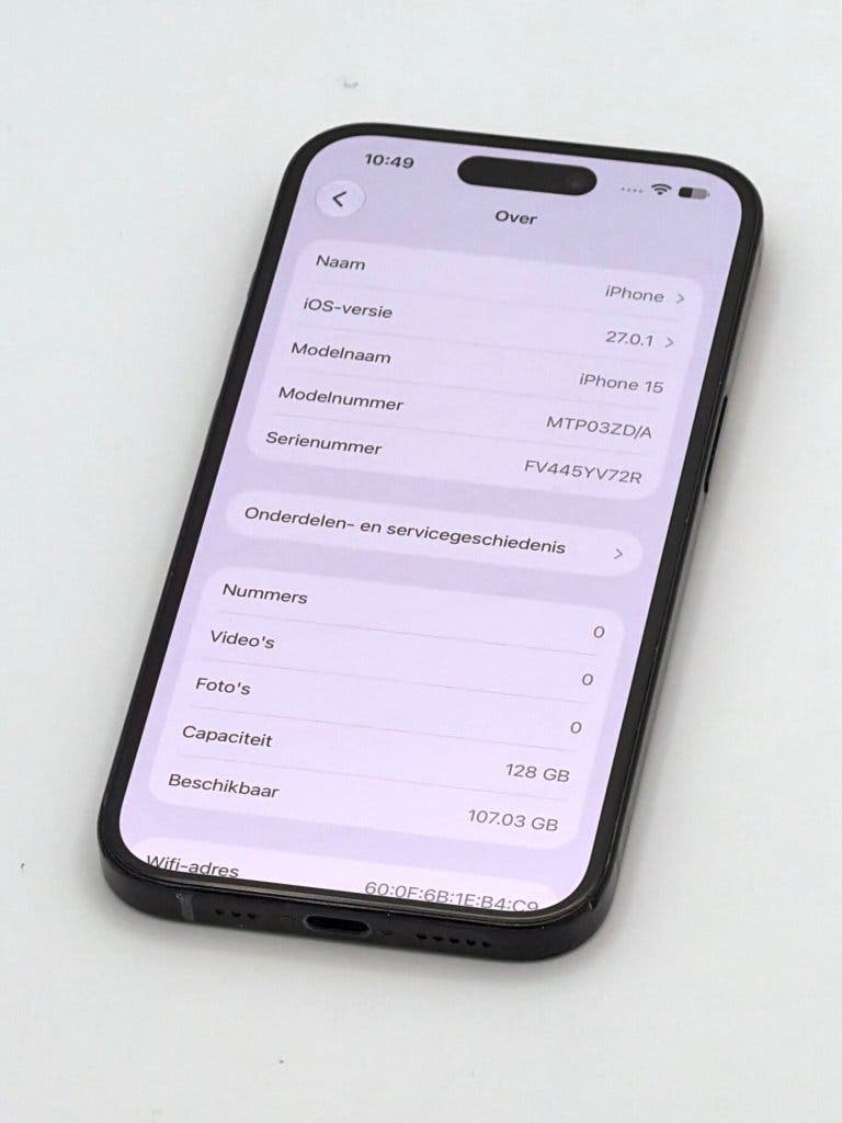 Erg Mooie iPhone 15 Black 128GB, met 100% batterijconditie, foto 2