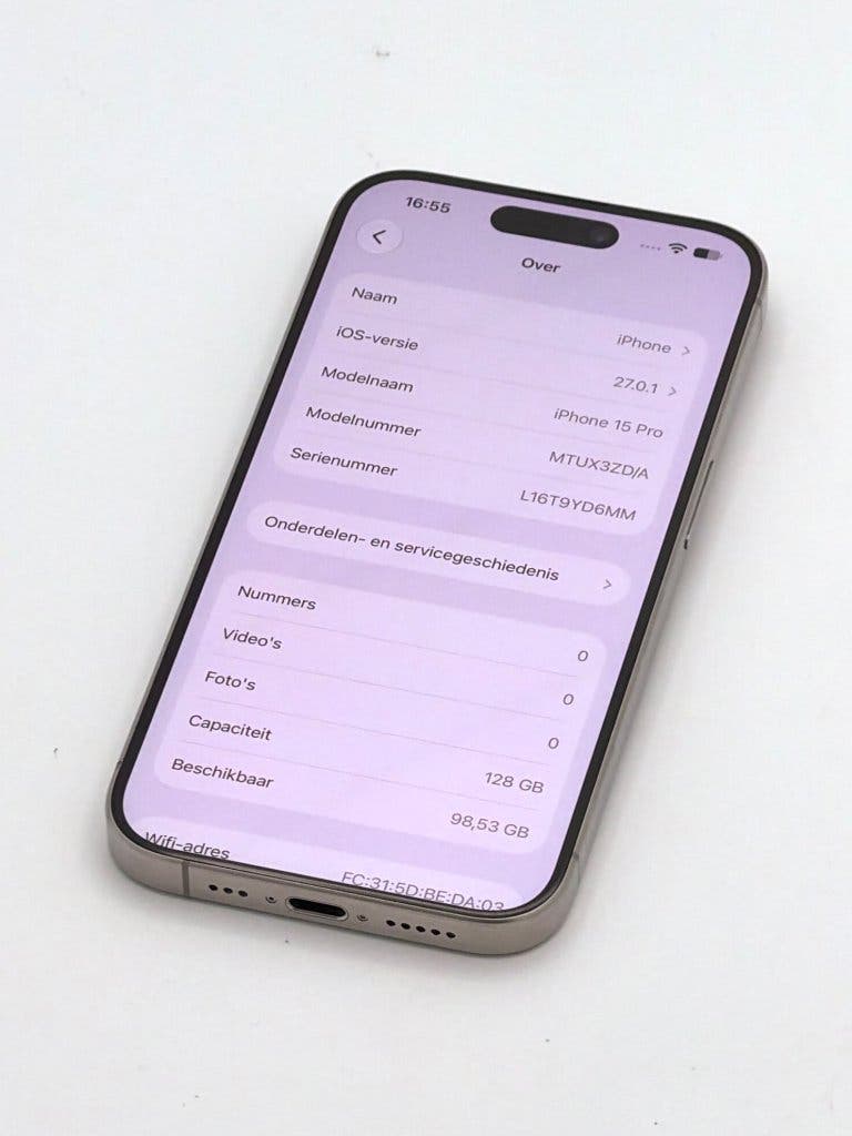 Erg Nette iPhone 15 Pro Natural 128GB, 100% batterijconditie, foto 2