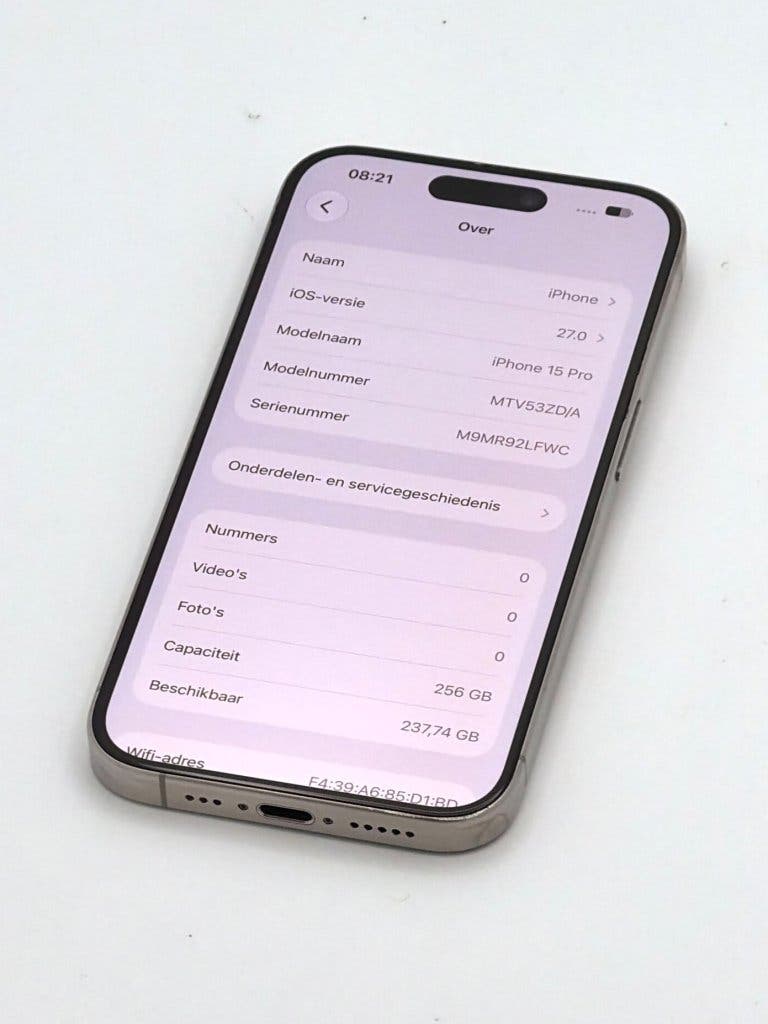Prachtige iPhone 15 Pro Natural 256GB, 100% batterijconditie, foto 2