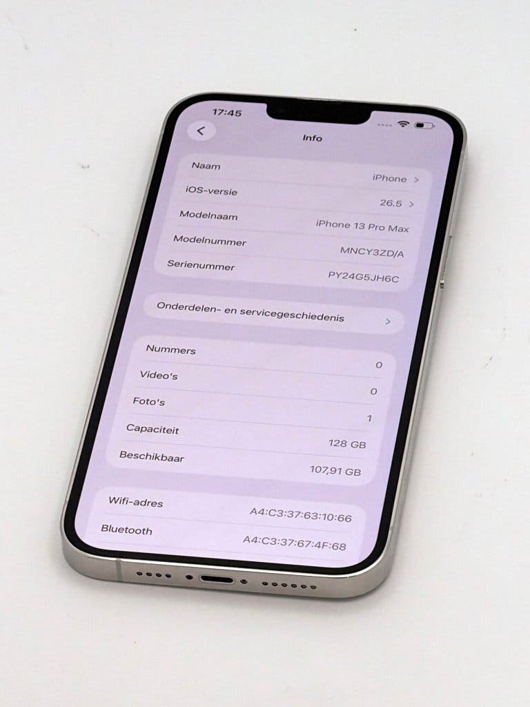 Zeer Nette iPhone 13 Pro Max Silver 128GB, 100% batterij, foto 2