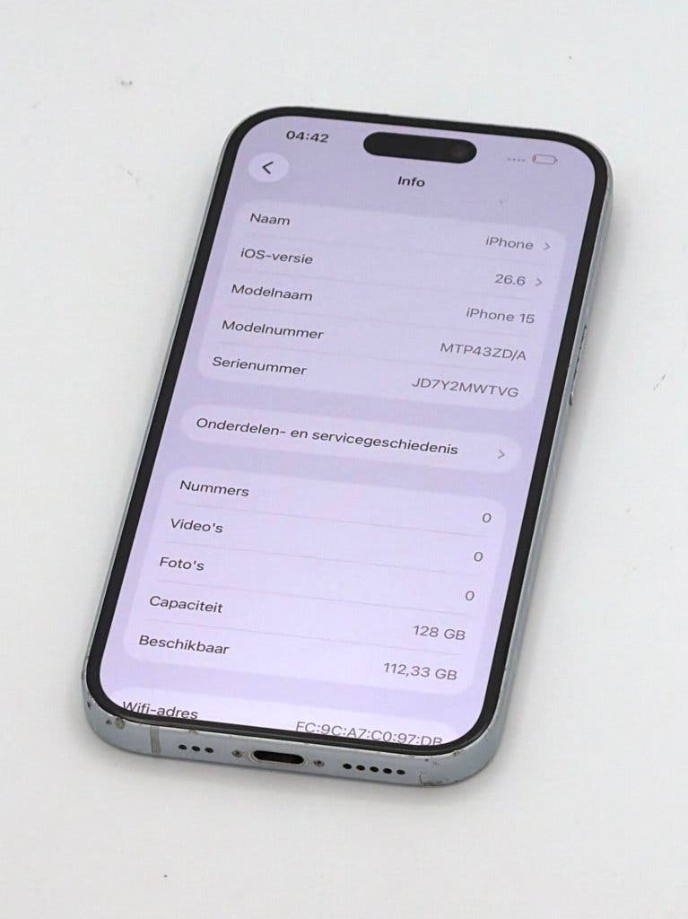 Erg Nette iPhone 15 Blue 128GB, met 100% batterijconditie, foto 2