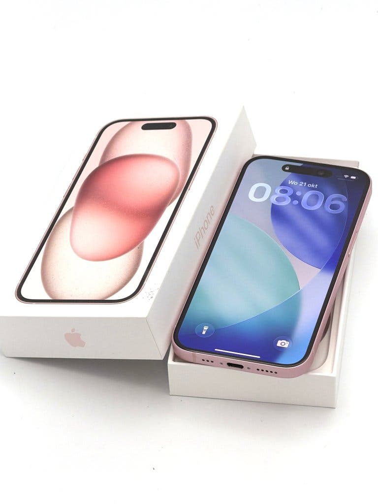 iPhone 15 Pink 128GB, 100% batterij – refurbished bij YentMobiel in Dronryp