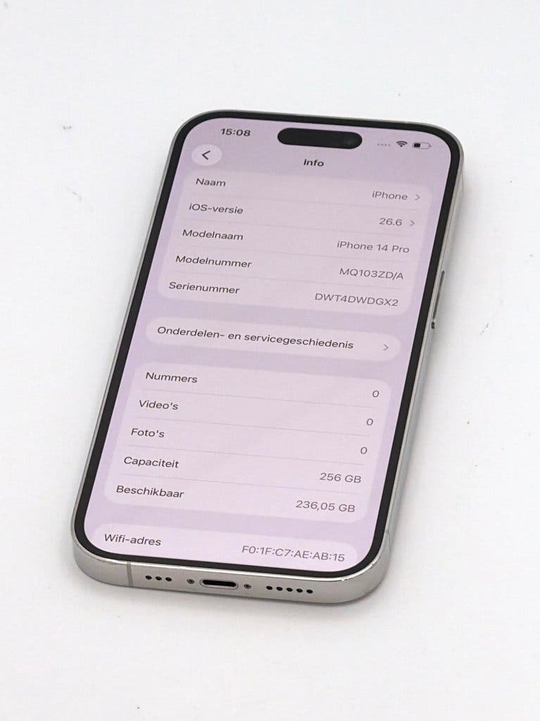 Zeer Nette iPhone 14 Pro Silver 256GB, 100% batterijconditie, foto 2