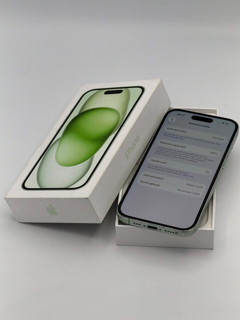 Prima iPhone 15 Green 128GB, met 100% batterijconditie, foto 3