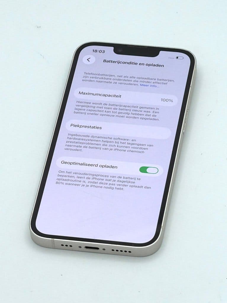Erg Mooie iPhone 14 White 128GB, met 100% batterijconditie, foto 3