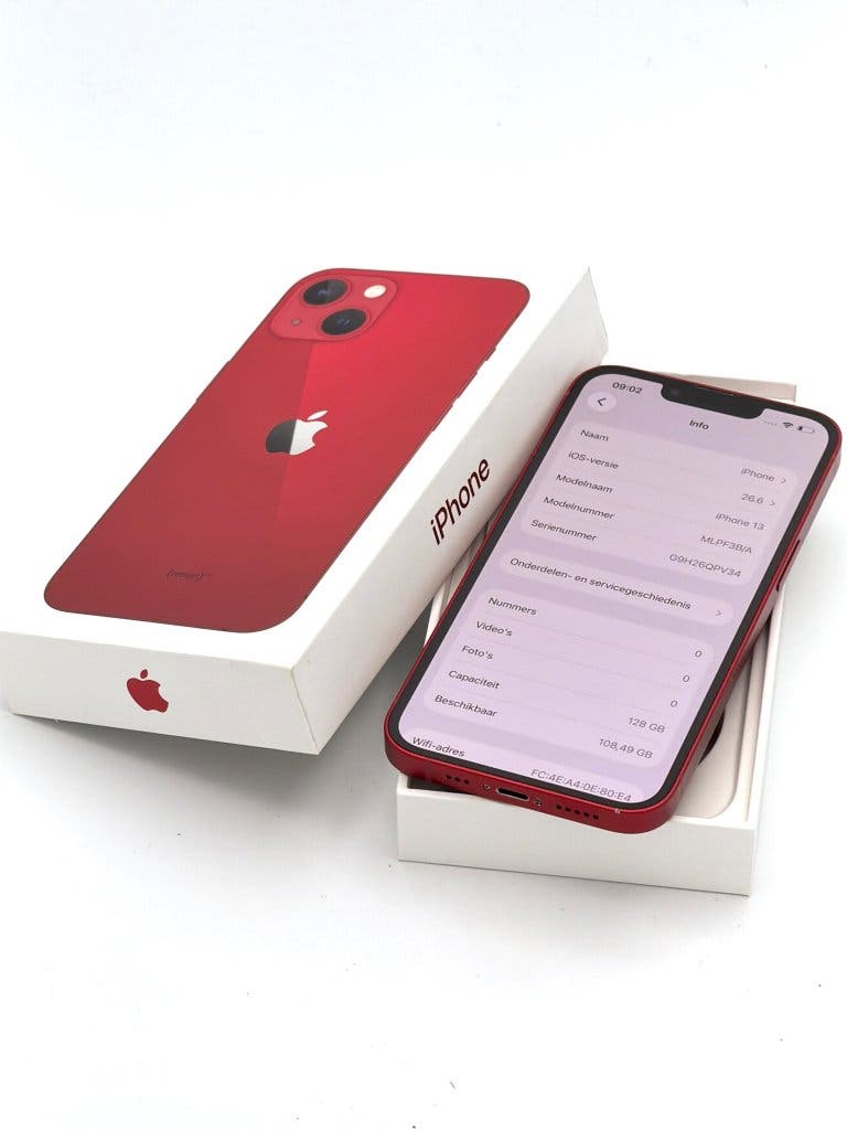 Zeer Nette iPhone 13 Red 128GB, met 100% batterijconditie, foto 2